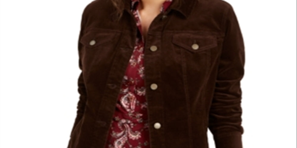 Charter Club Women's Corduroy Jacket Brown Size Petite L