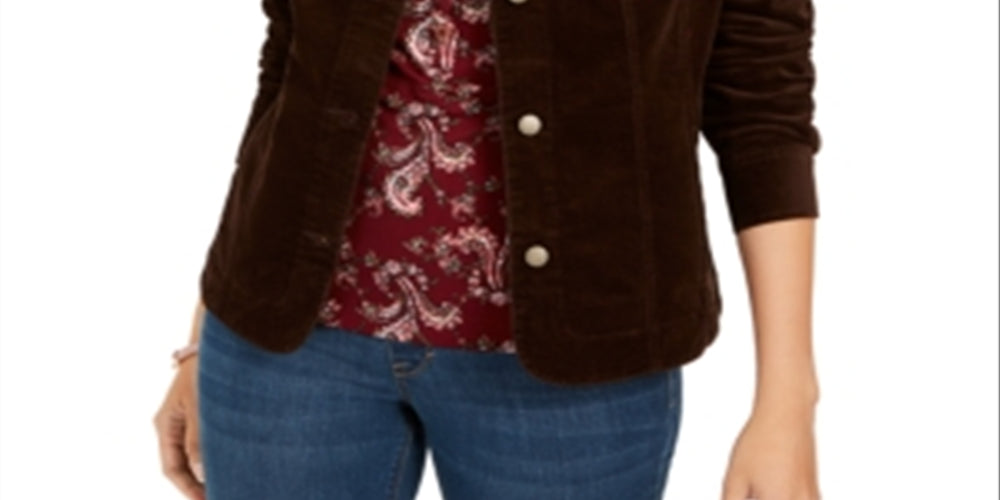 Charter Club Women's Corduroy Jacket Brown Size Petite L