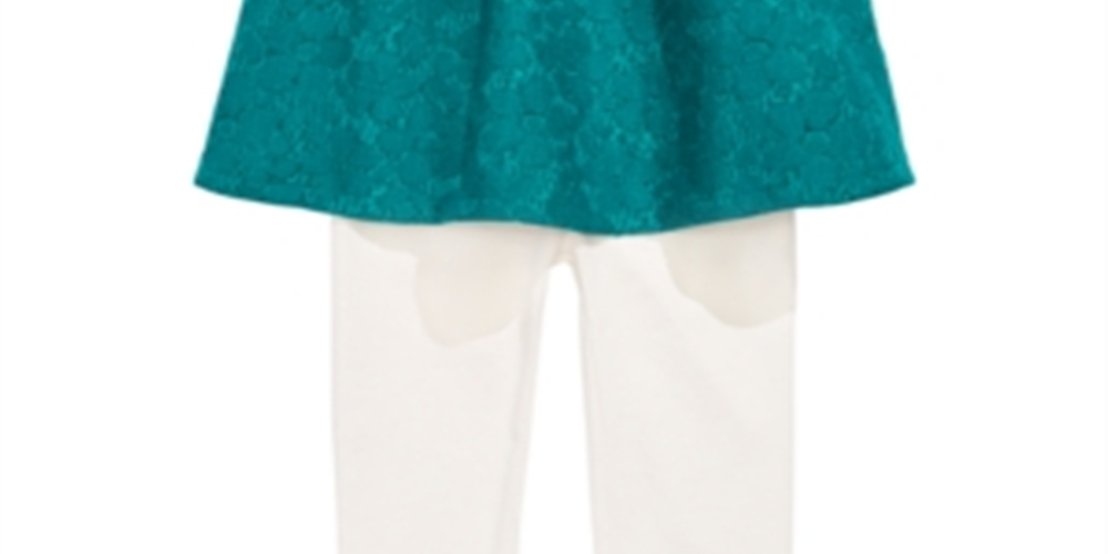 First Impressions Baby Girl's 2 Pc Lace Tunic & Ruffle Leggings Set Green Size 0-3