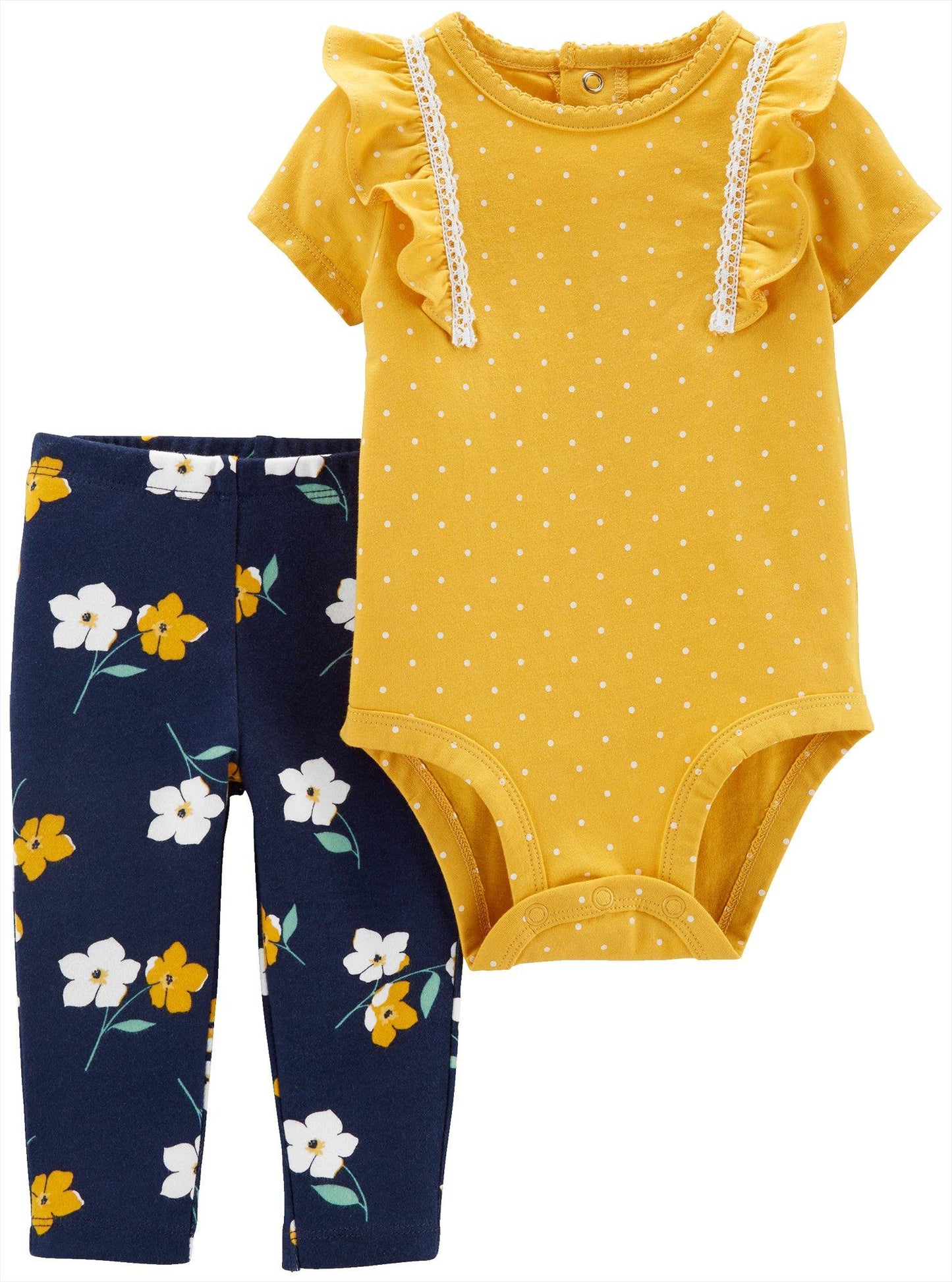 Carter's Baby Girl's 2 Pc Bodysuit & Leggings Cotton Set Yellow Size Newborn