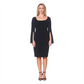 Calvin Klein Women's Embellished Long Sleeve Scoop Neck Knee Length Sheath Cocktail Dress Black Size 6