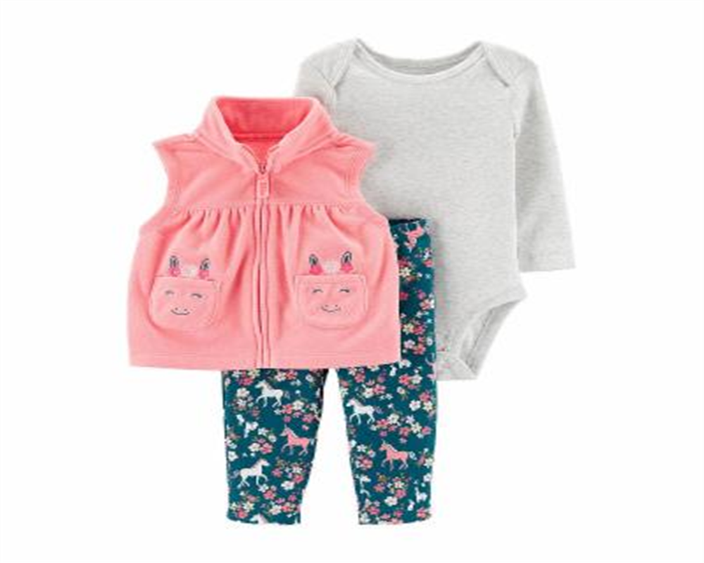 Carter's Girl's Infant Bodysuits Unicorn Pleated Vest Set Pink Size Newborn