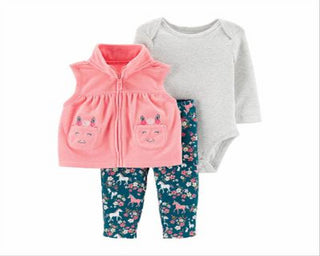 Carter's Girl's Infant Bodysuits Unicorn Pleated Vest Set Pink Size Newborn