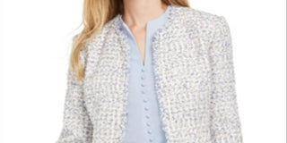 Calvin Klein Women's Open Front Tweed Jacket Gray Size 6