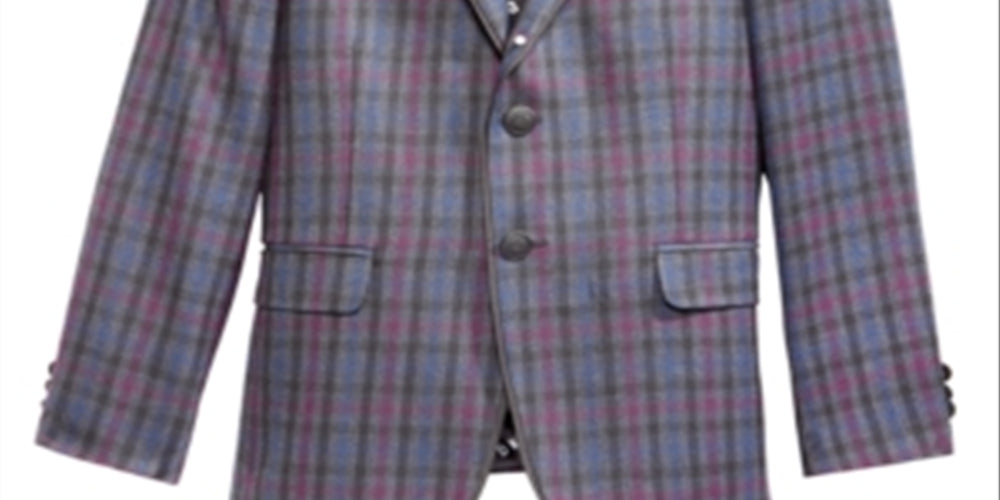 DKNY Big Boy's Plaid Print Jacket Gray Size 12