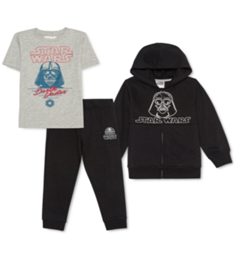 Star Wars Little Boy's 3 Pc Darth Vader Hoodie T-Shirt & Joggers Set Black Size 6