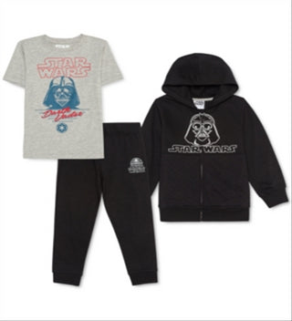 Star Wars Little Boy's 3 Pc Darth Vader Hoodie T-Shirt & Joggers Set Black Size 6