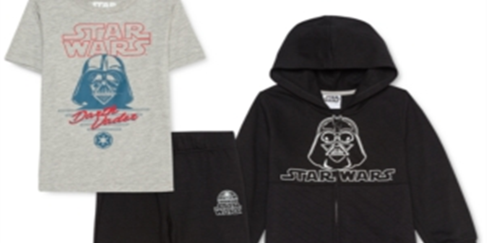 Star Wars Little Boy's 3 Pc Darth Vader Hoodie T-Shirt & Joggers Set Black Size 6