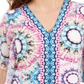 JM Collection Women's Printed Studded Top Blue Size X-Large