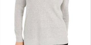 Charter Club Women's V Neck Pullover Knit Sweater Gray Size Medium