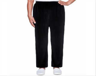 Alfred Dunner Women's Idea Velour Pants Black Size Petite