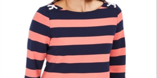 Charter Club Women's Grommet Trim Striped Top Red Size XX-Large