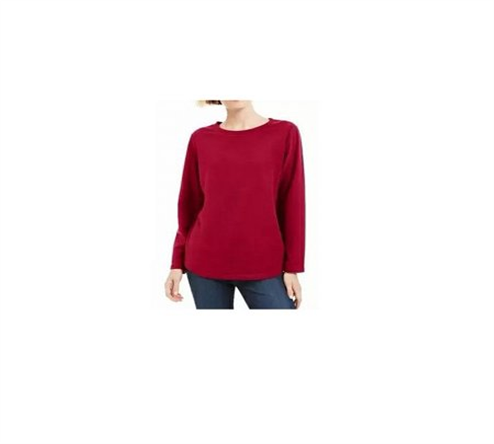 Karen Scott Women's Sweater Medium Fleece Solid Pullover Red Size Medium