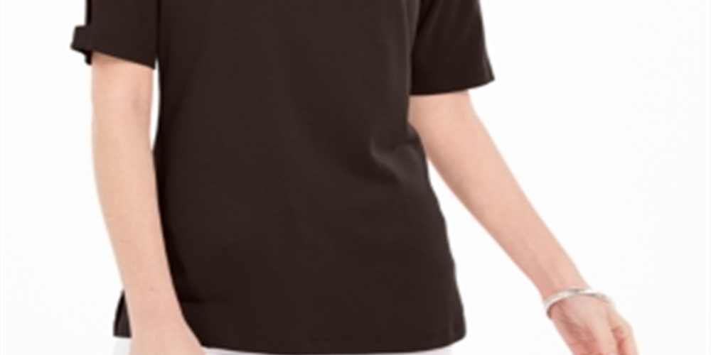 Karen Scott Women's Cotton Cutout Sleeves Top Brown Size Medium