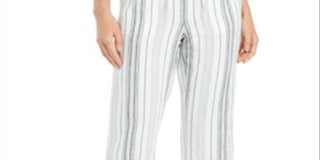 Charter Club Women's Striped Capri Pants White Size Medium