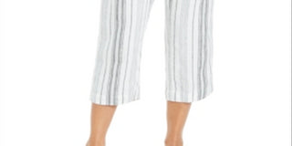 Charter Club Women's Striped Capri Pants White Size Medium