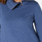 Karen Scott Women's Cotton Zip Neck Sweater Blue Size Large