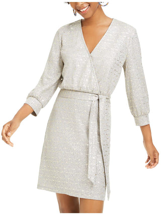 City Studios Junior's Surplice A Line Dress Gray Size 0