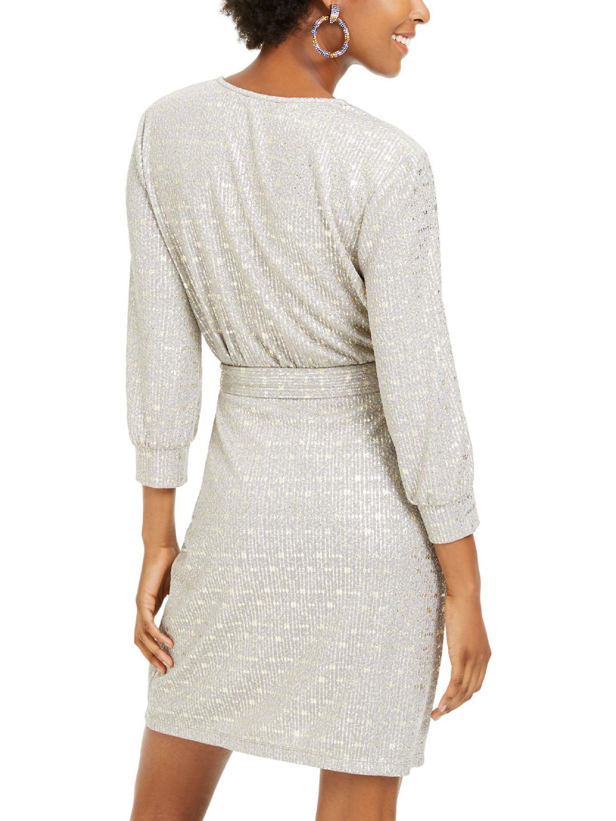 City Studios Junior's Surplice A Line Dress Gray Size 0