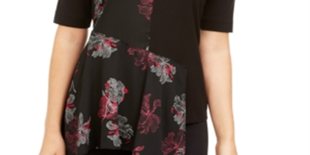 Alfani Women's Asymmetrical Scarf Top Black Size Large