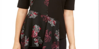 Alfani Women's Asymmetrical Scarf Top Black Size Large