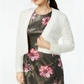 Calvin Klein Women's Shadow Stripe Cropped Cardigan White Size Small