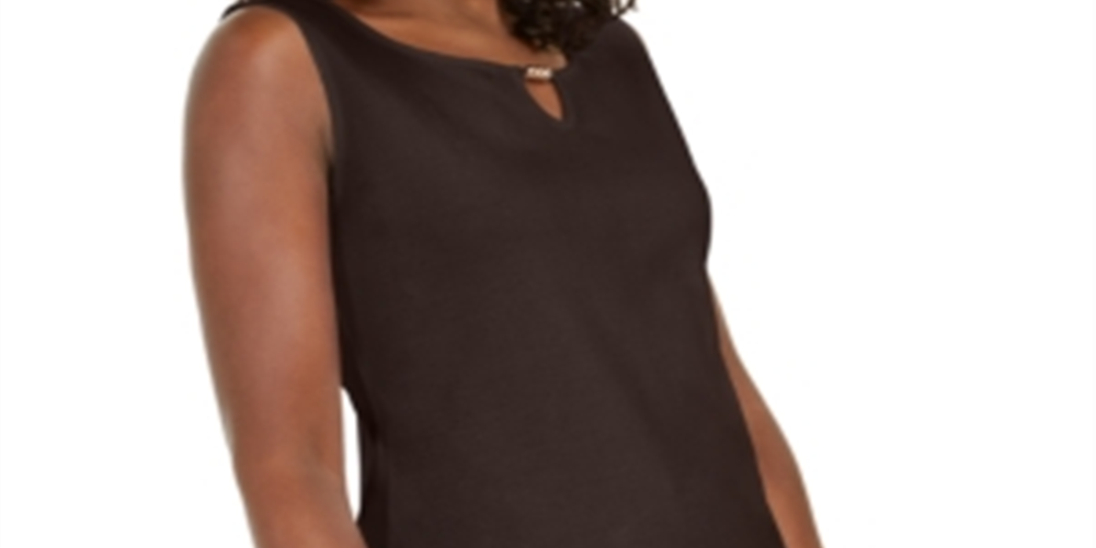 Karen Scott Women's Embellished Keyhole Tank Brown Size Small