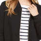Charter Club Women's Textured Knit Bomber Jacket Black Size XL