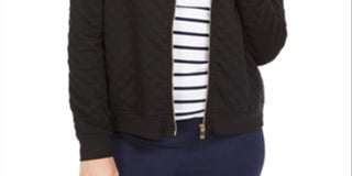 Charter Club Women's Textured Knit Bomber Jacket Black Size XL