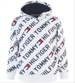 Tommy Hilfiger Big Boy's Jayden Fleece Logo Hoodie White Size S