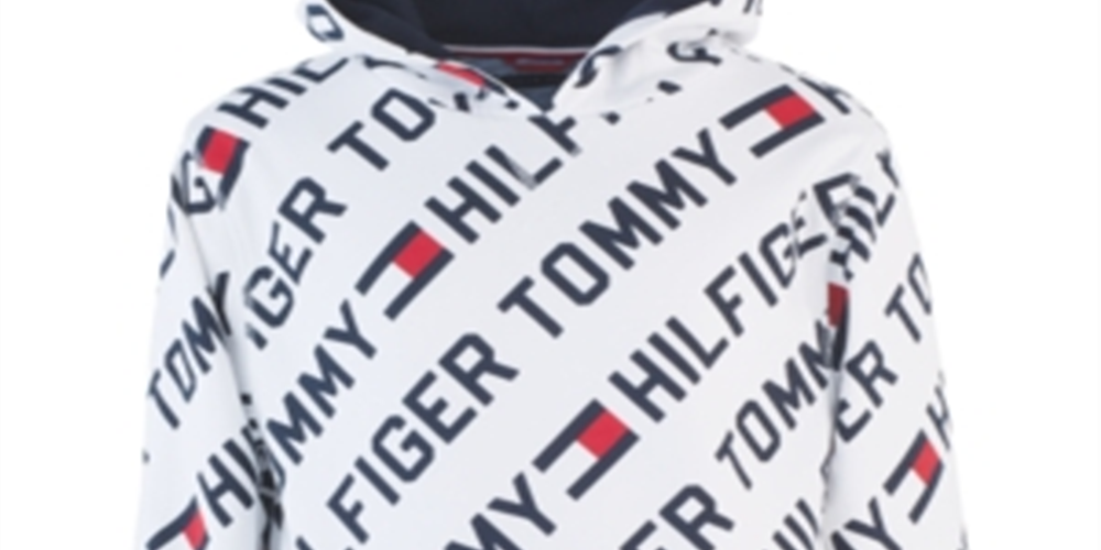 Tommy Hilfiger Big Boy's Jayden Fleece Logo Hoodie White Size S