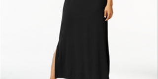 Style & Co Women's Scoop Neck Maxi Dress Black Size Petite