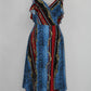 INC International Concepts Women's Cold Shoulder Printed V Neck MIDI Sheath Dress Blue Size 8