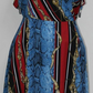 INC International Concepts Women's Cold Shoulder Printed V Neck MIDI Sheath Dress Blue Size 8