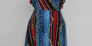 INC International Concepts Women's Cold Shoulder Printed V Neck MIDI Sheath Dress Blue Size 8