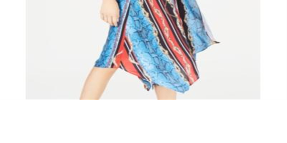 INC International Concepts Women's Cold Shoulder Printed V Neck MIDI Sheath Dress Blue Size 8