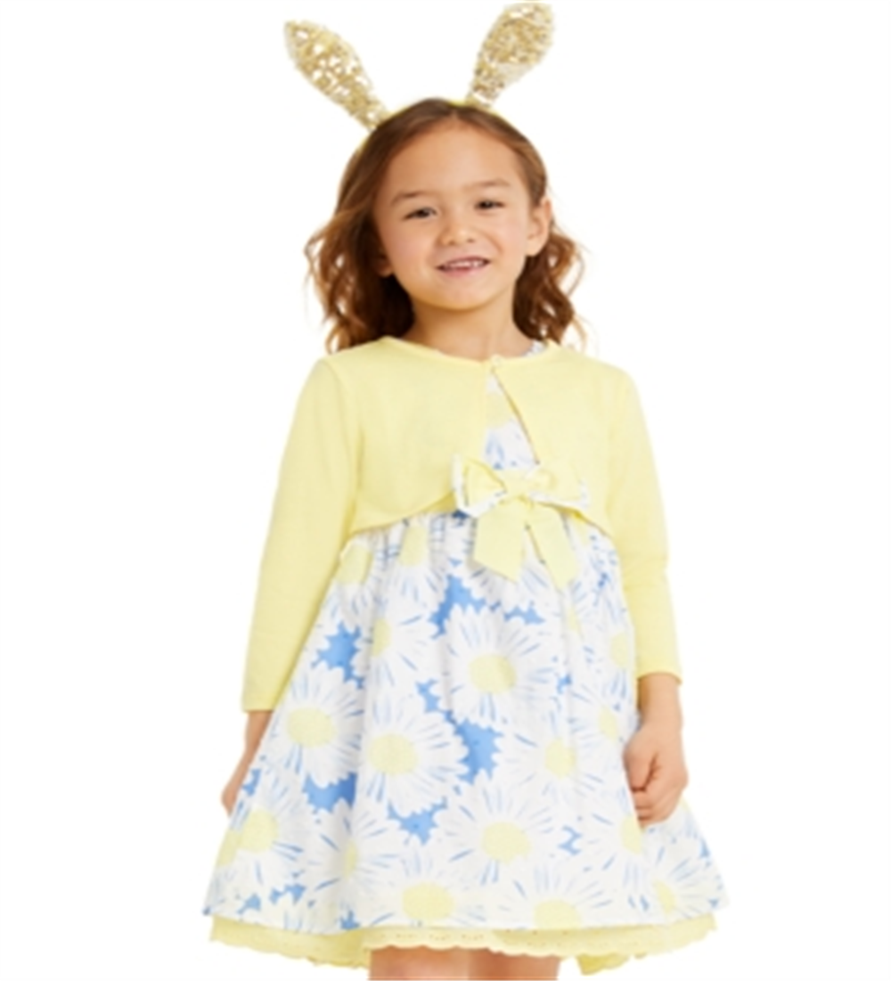 Blueberi Boulevard Toddler Girl's 2 Pc Shrug & Floral Dress Set Yellow Size 4T