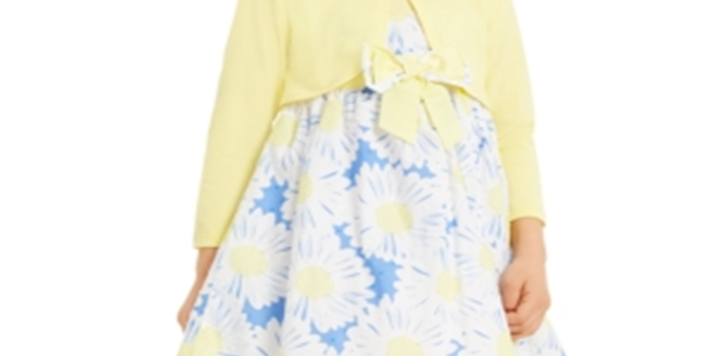 Blueberi Boulevard Toddler Girl's 2 Pc Shrug & Floral Dress Set Yellow Size 4T