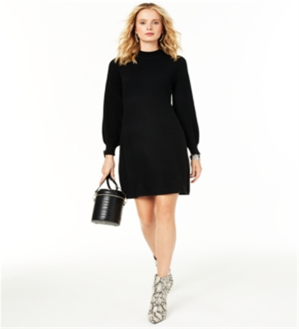 Charter Club Women's Mock Neck Cashmere Sheath Dress Black Size Medium
