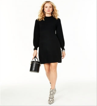 Charter Club Women's Mock Neck Cashmere Sheath Dress Black Size Medium