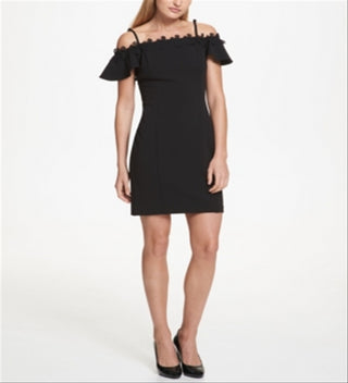 Kensie Scuba Women's Off the Shoulder Dress Black Size 14