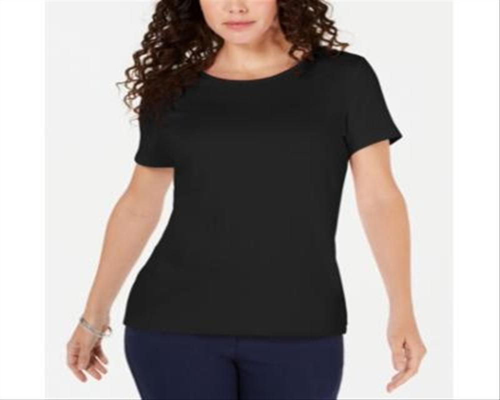 Karen Scott Women's Solid T-Shirt Black Size Small
