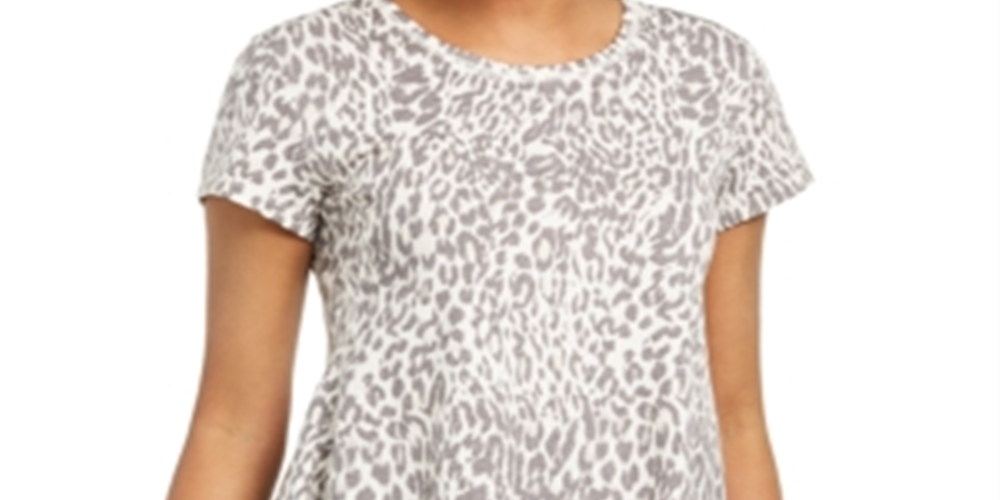 Style & Co Women's Leopard Print Top Brown Size Medium