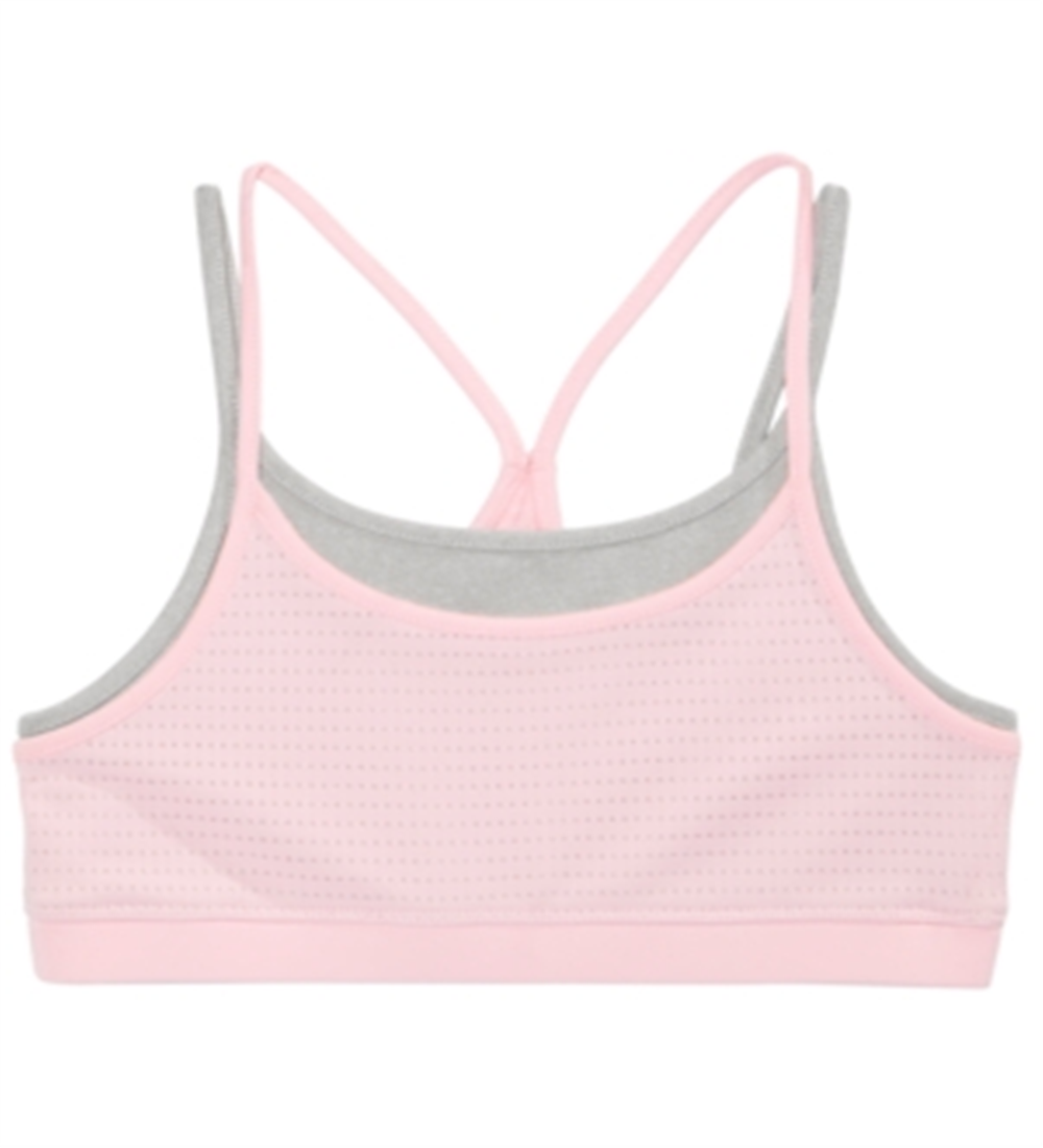 Ideology Big Girl's Mesh Layered Look Sports Bra Pink Size Medium