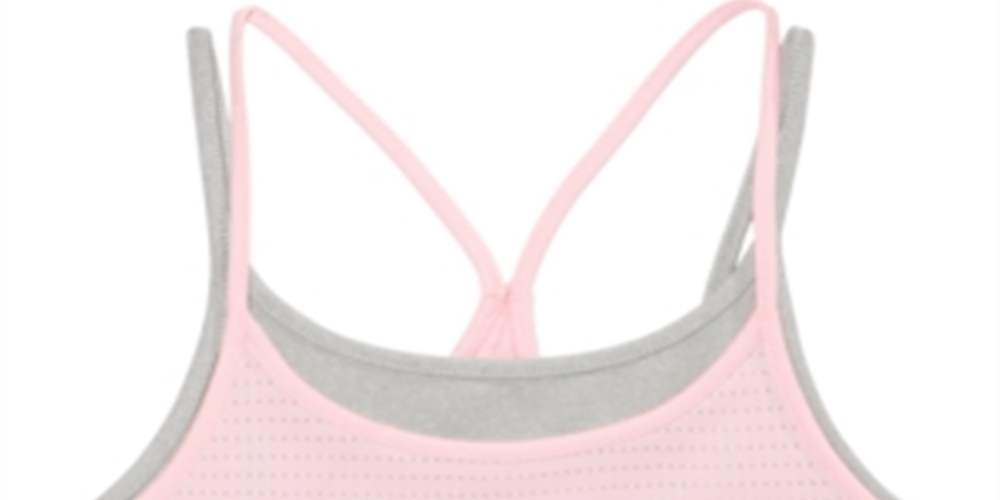 Ideology Big Girl's Mesh Layered Look Sports Bra Pink Size Medium