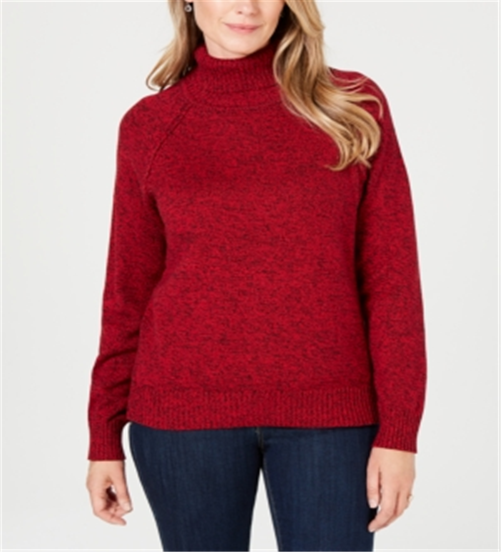Karen Scott Women's Cotton Turtleneck Sweater Red Size Petite Large