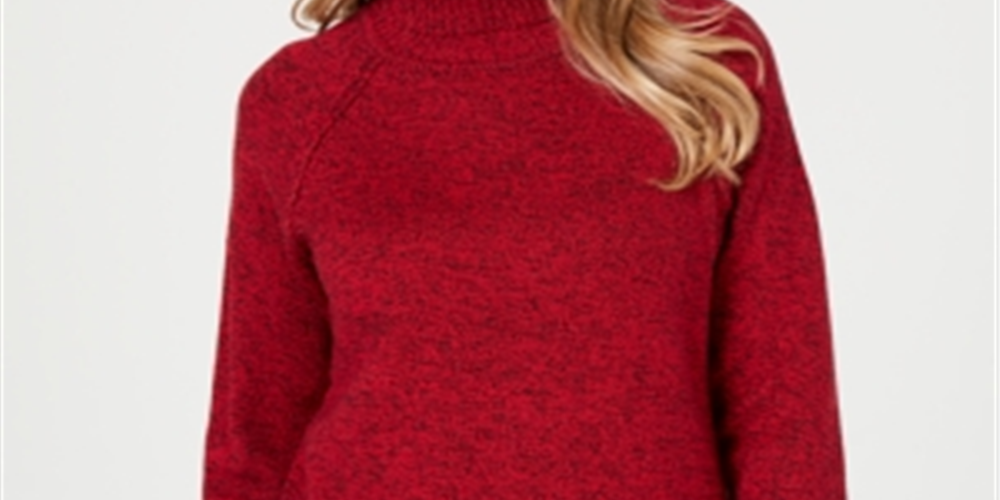 Karen Scott Women's Cotton Turtleneck Sweater Red Size Petite Large