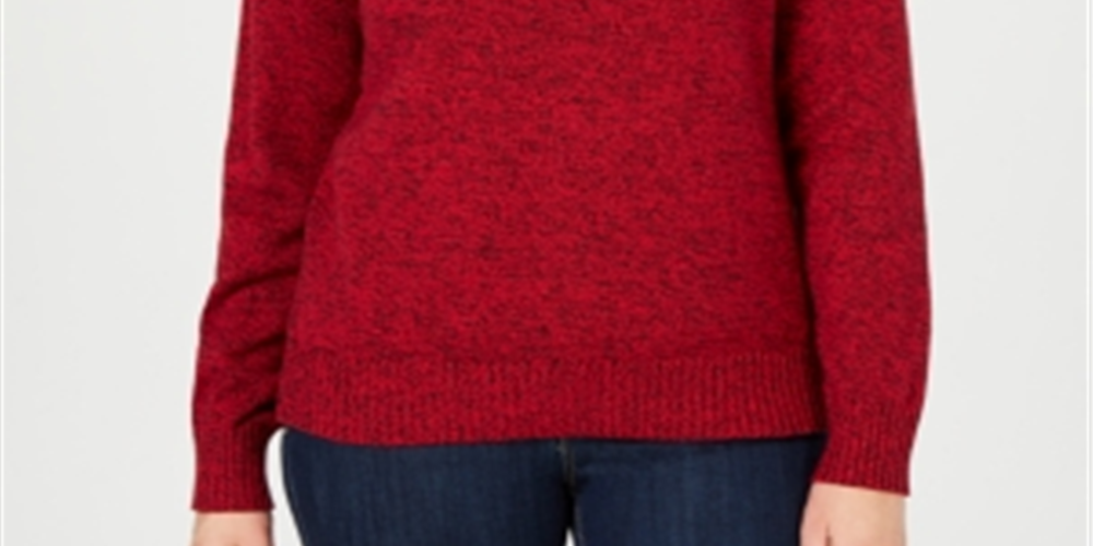 Karen Scott Women's Cotton Turtleneck Sweater Red Size Petite Large