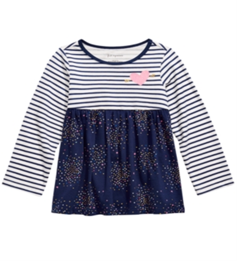 First Impressions Baby Girl's Cotton Long-Sleeve Striped Confetti Tunic White Size 24MOS