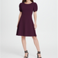 DKNY Women's Short Sleeve Jewel Neck Above the Knee Fit Flare Wear to Work Dress Purple Size 4